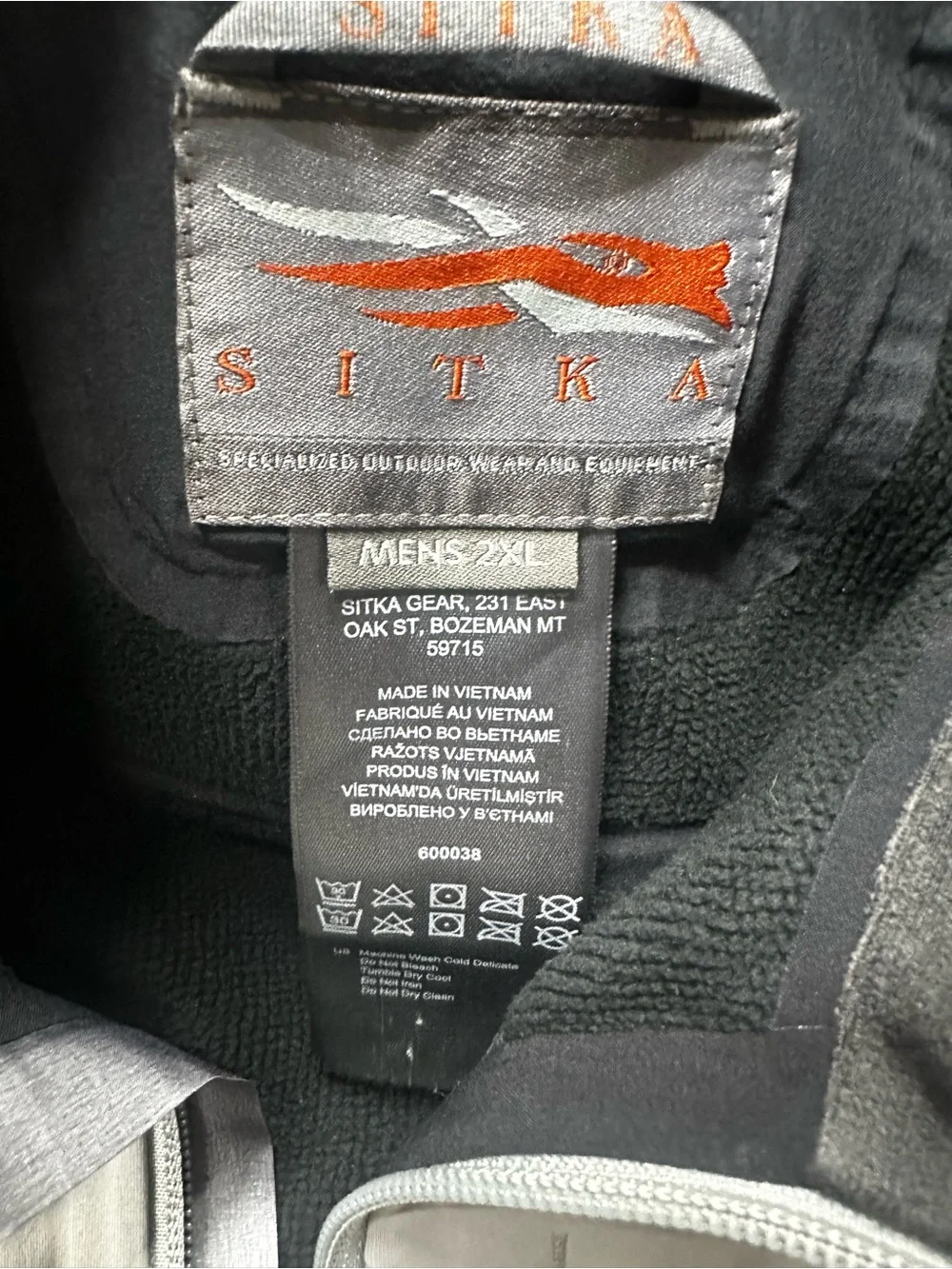 Sitka Jetstream Gore-Tex Infinium Vest Men 2XL Grey Full Zip Hunting Outdoors